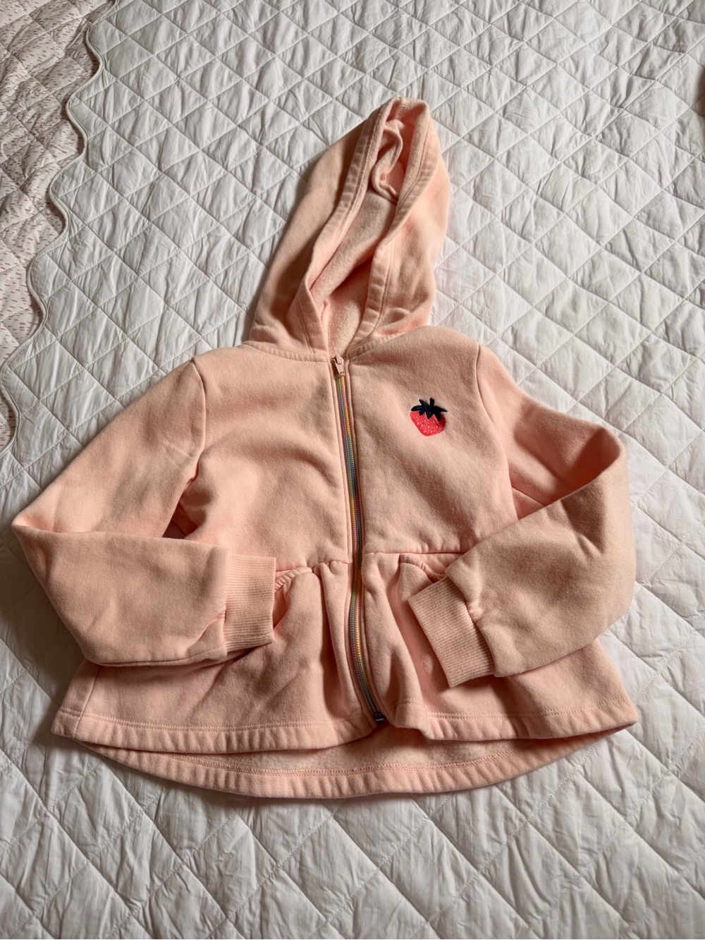 Tucker + Tate Light Pink Hooded Zip Sweatshirt with Rainbow Zipper Detail